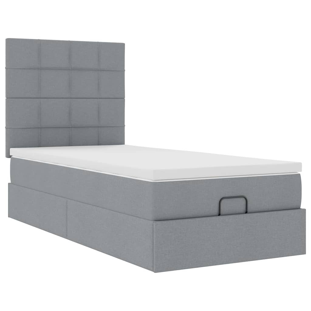 vidaXL Estructura de cama otomana con colchón tela gris claro 90x200cm