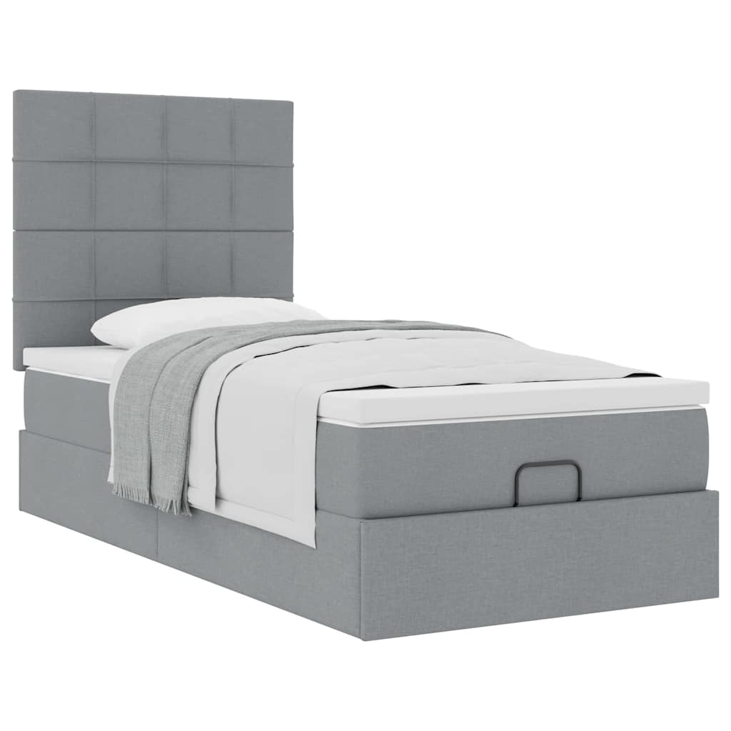 vidaXL Estructura cama otomana con colchón tela gris claro 100x200cm