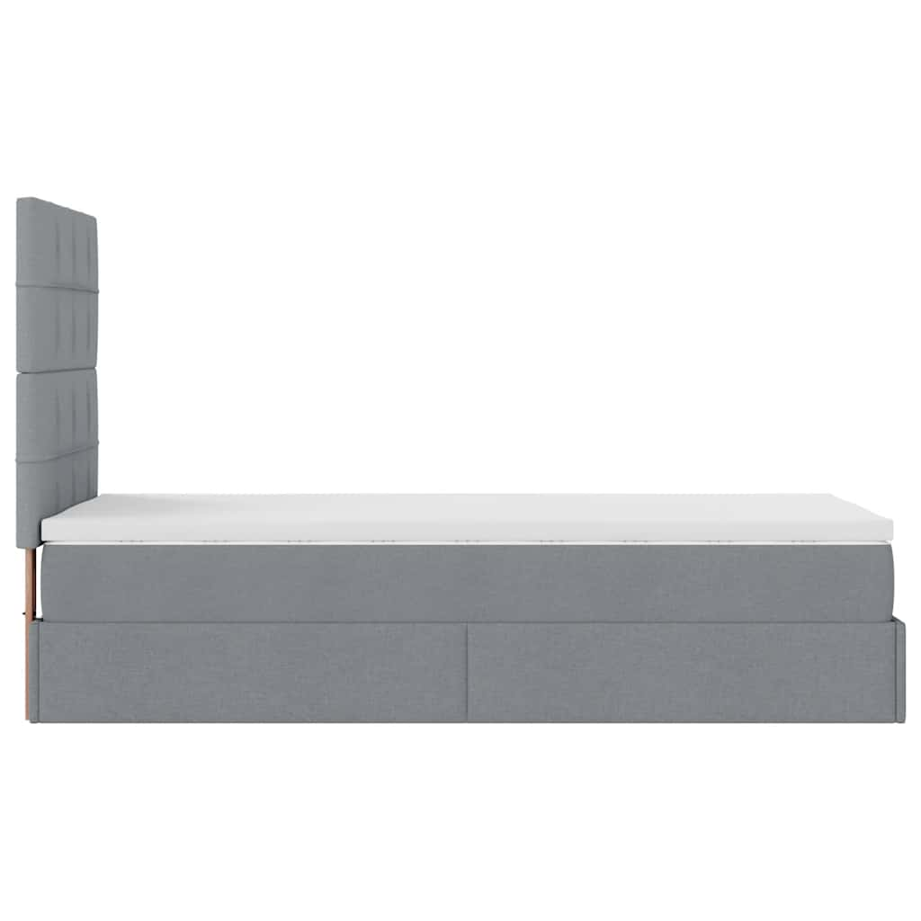 vidaXL Estructura cama otomana con colchón tela gris claro 100x200cm