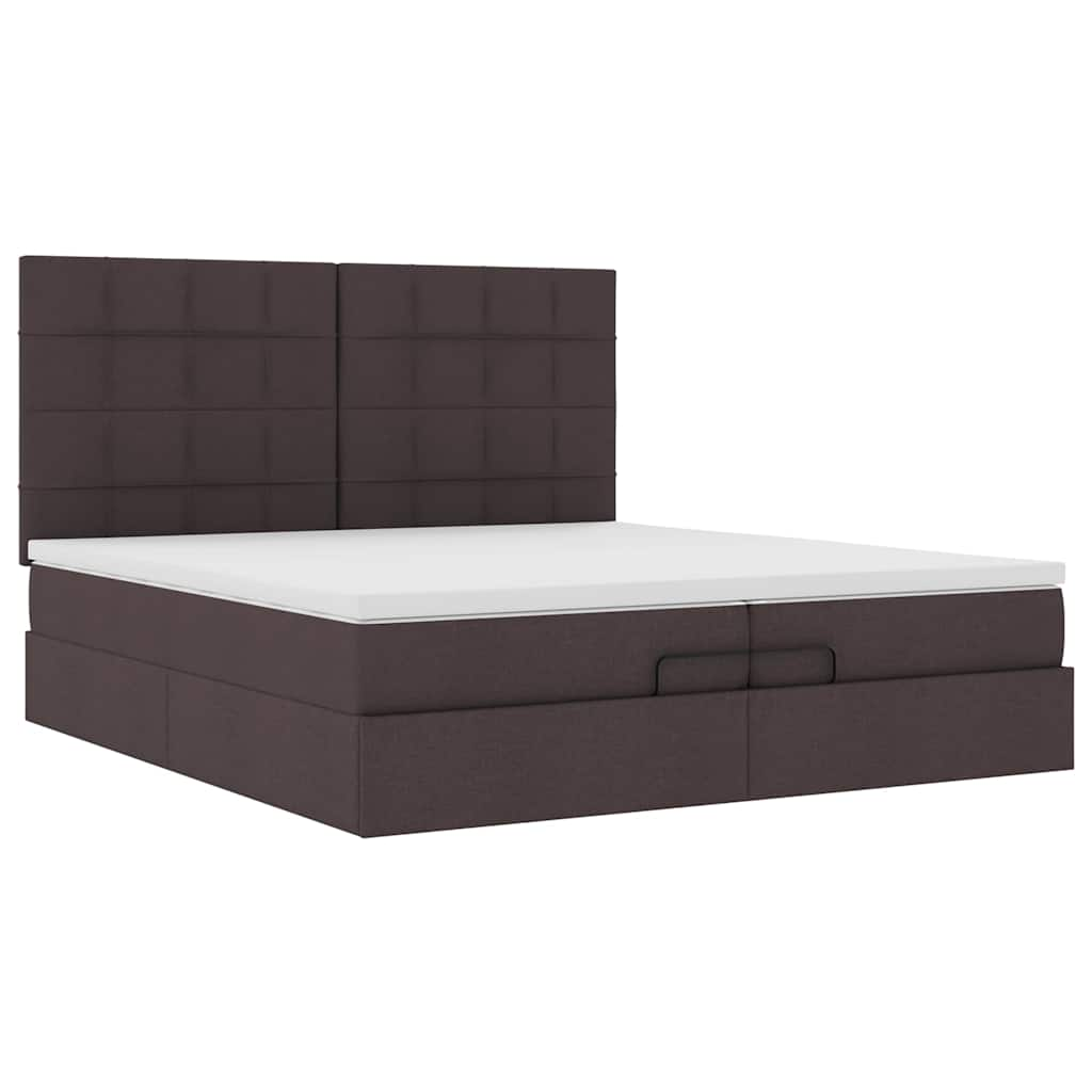 vidaXL Estructura cama otomana colchones tela marrón oscuro 200x200cm