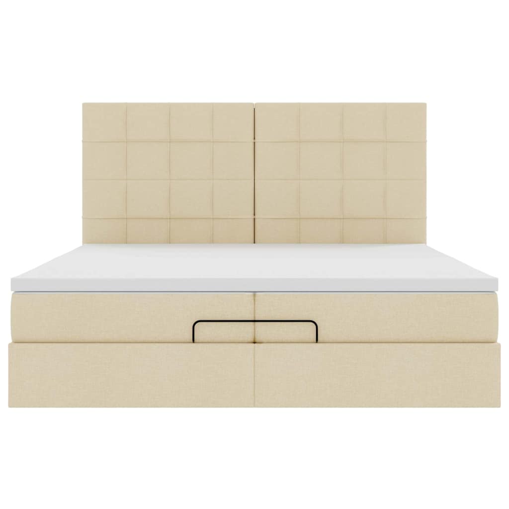 vidaXL Estructura de cama otomana con colchones tela crema 200x200cm