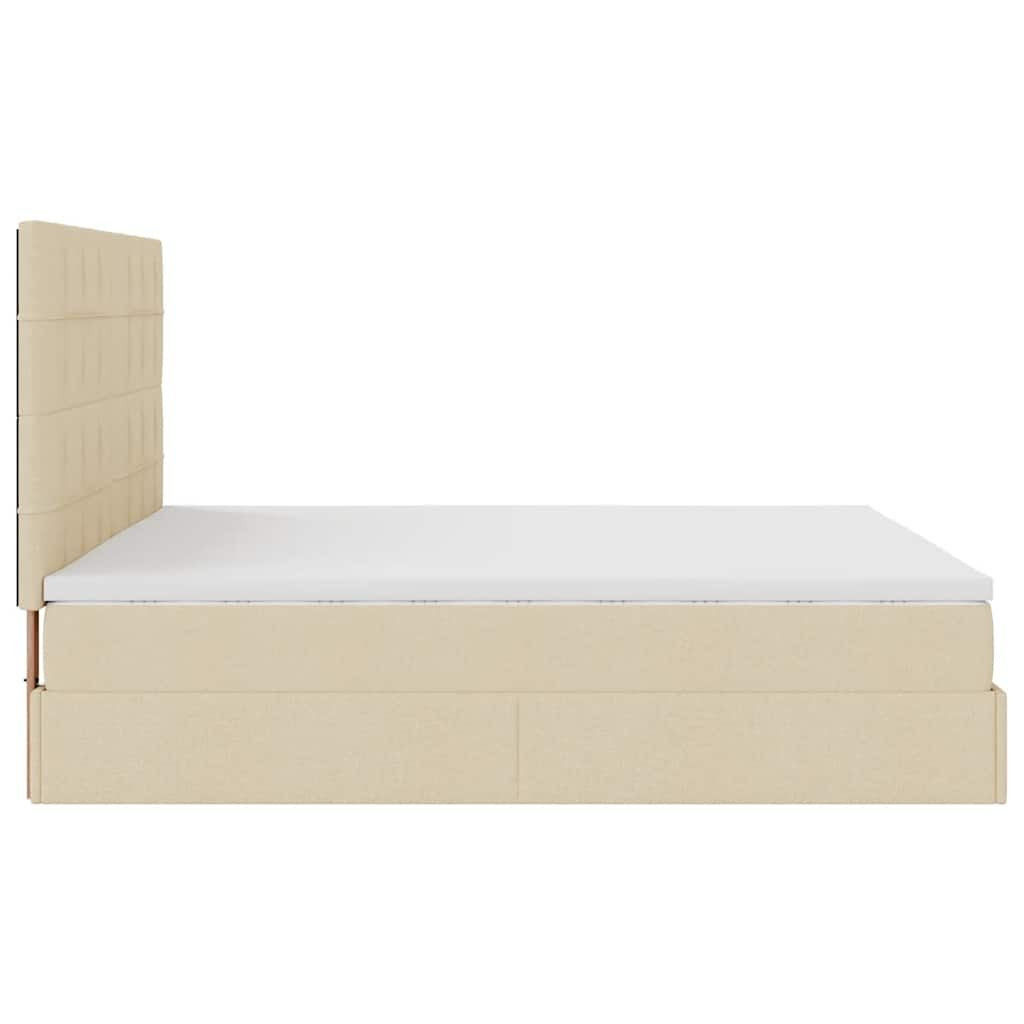 vidaXL Estructura de cama otomana con colchones tela crema 200x200cm