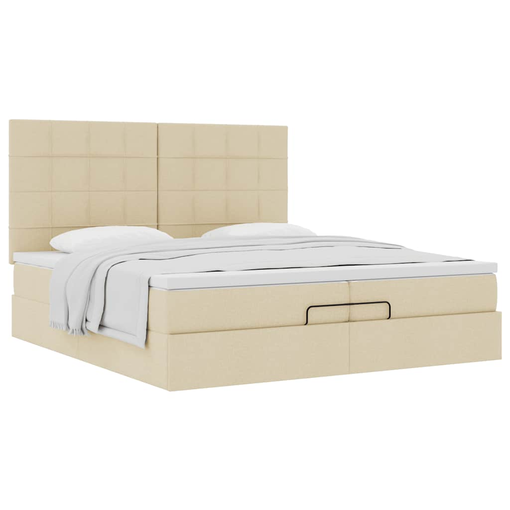 vidaXL Estructura de cama otomana con colchones tela crema 200x200cm