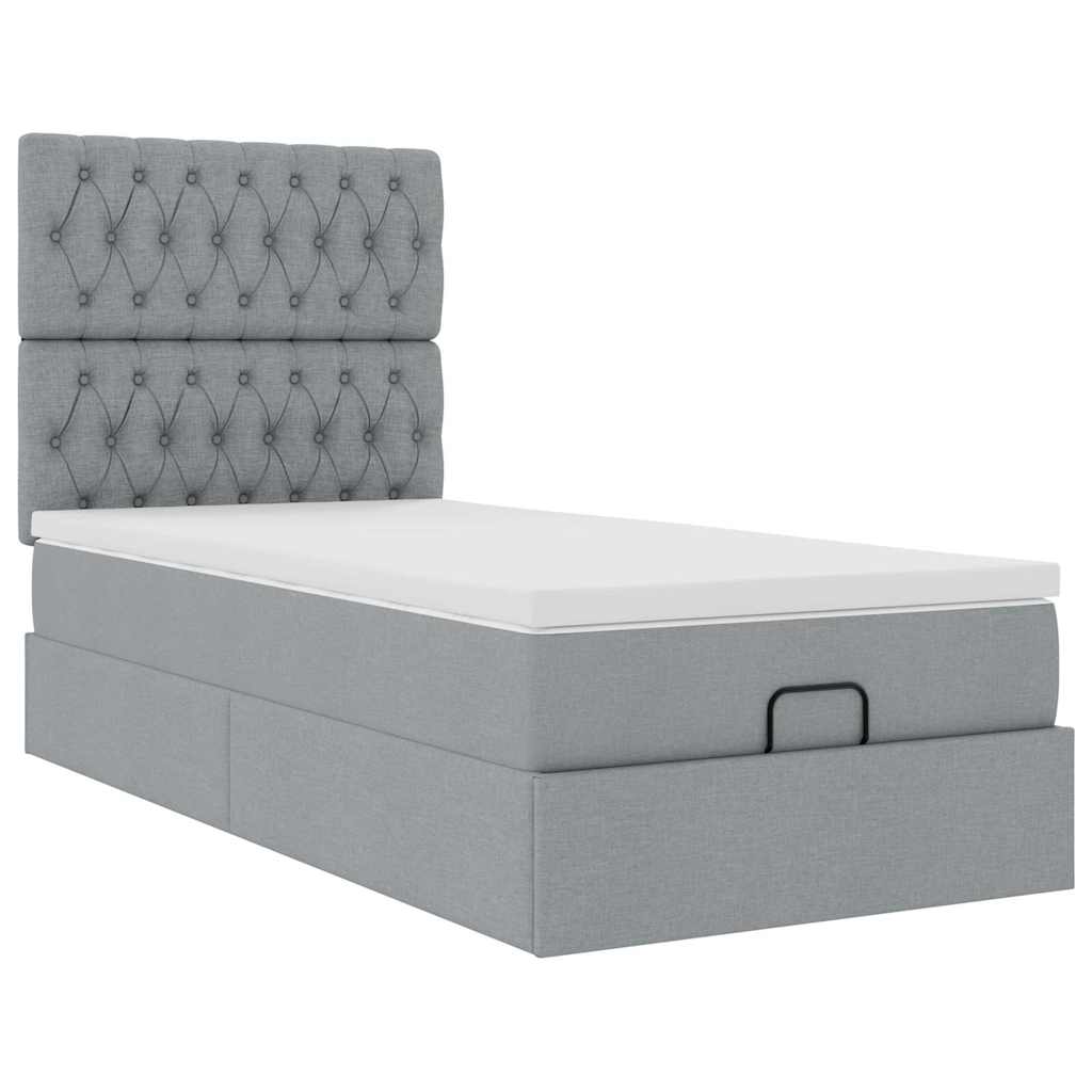 vidaXL Estructura de cama otomana con colchón tela gris claro 80x200cm