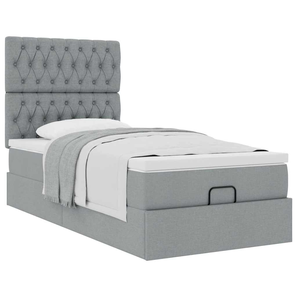 vidaXL Estructura de cama otomana con colchón tela gris claro 80x200cm