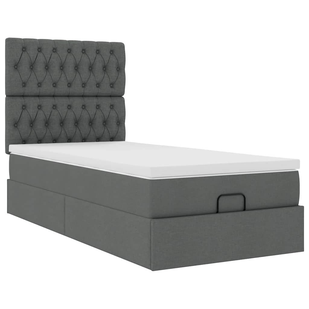 vidaXL Estructura cama otomana colchón tela gris oscuro 80x200cm