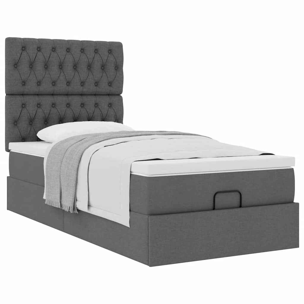 vidaXL Estructura cama otomana colchón tela gris oscuro 80x200cm