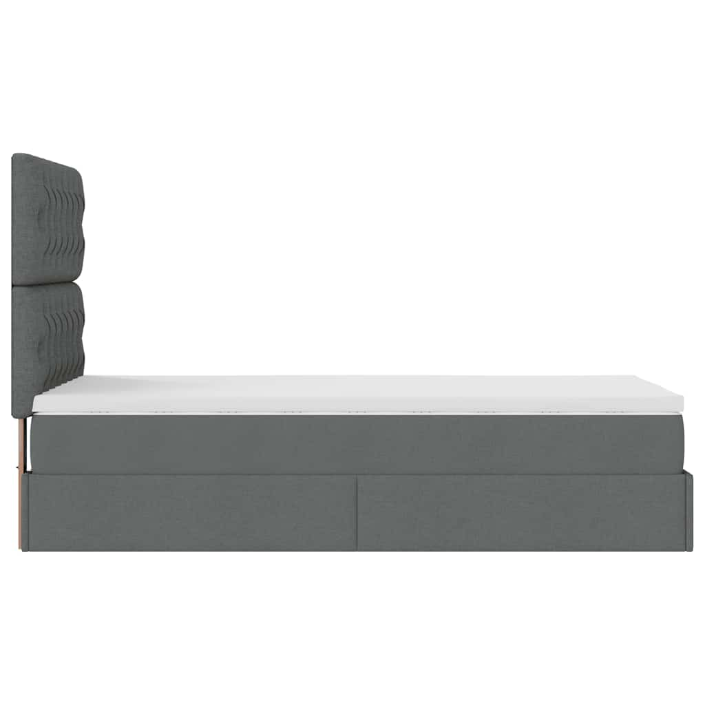 vidaXL Estructura cama otomana colchón tela gris oscuro 80x200cm