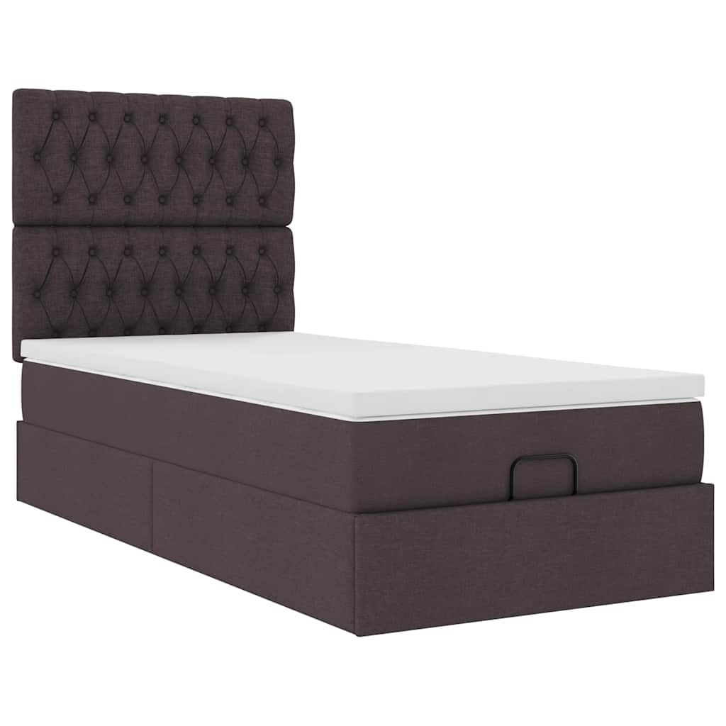 vidaXL Estructura cama otomana colchón tela marrón oscuro 80x200cm