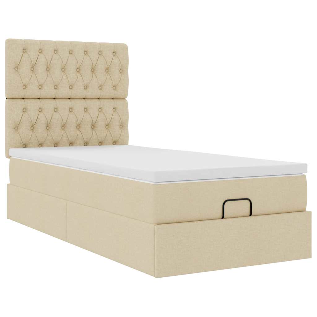 vidaXL Estructura de cama otomana con colchón tela crema 80x200cm