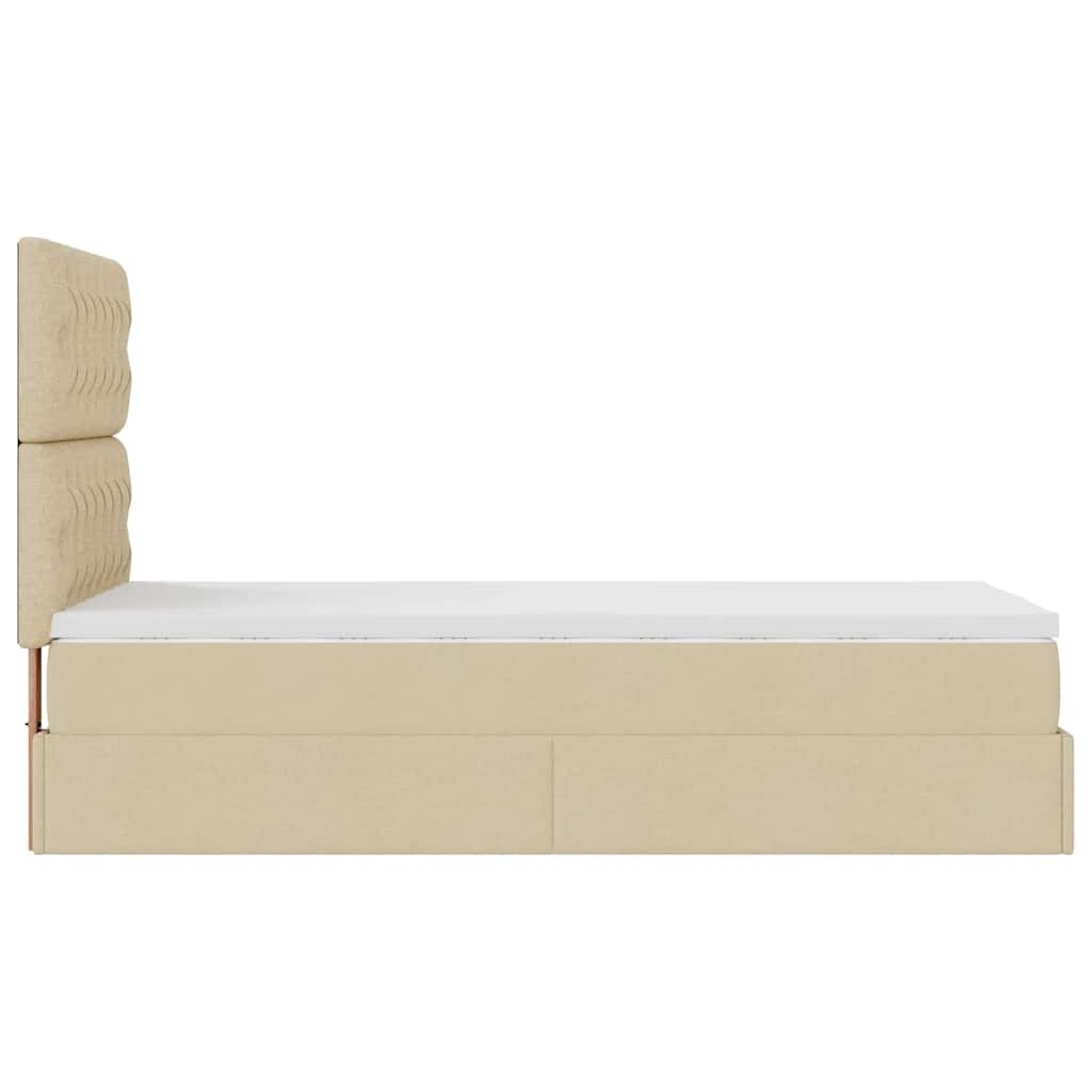 vidaXL Estructura de cama otomana con colchón tela crema 80x200cm