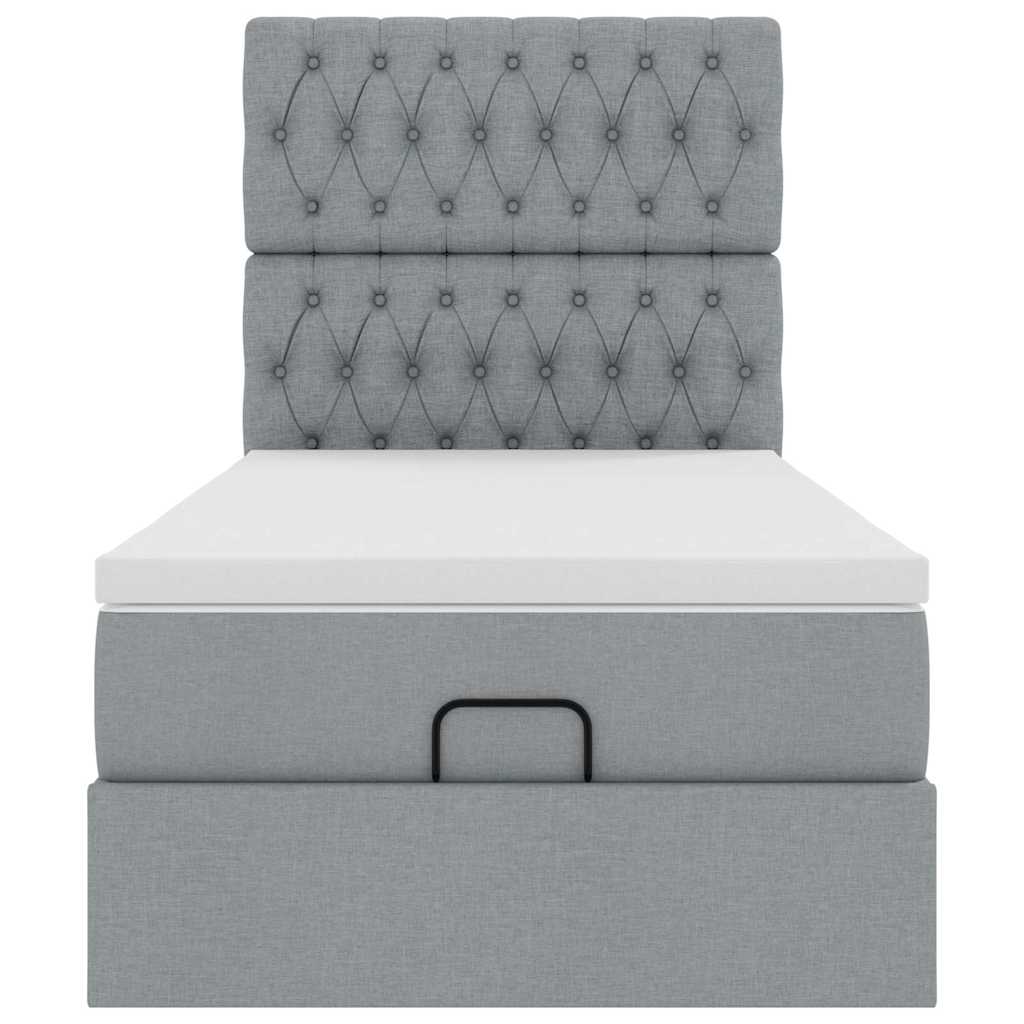 vidaXL Estructura de cama otomana con colchón tela gris claro 90x190cm