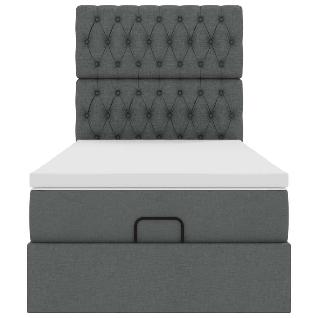 vidaXL Estructura cama otomana colchón tela gris oscuro 90x190cm