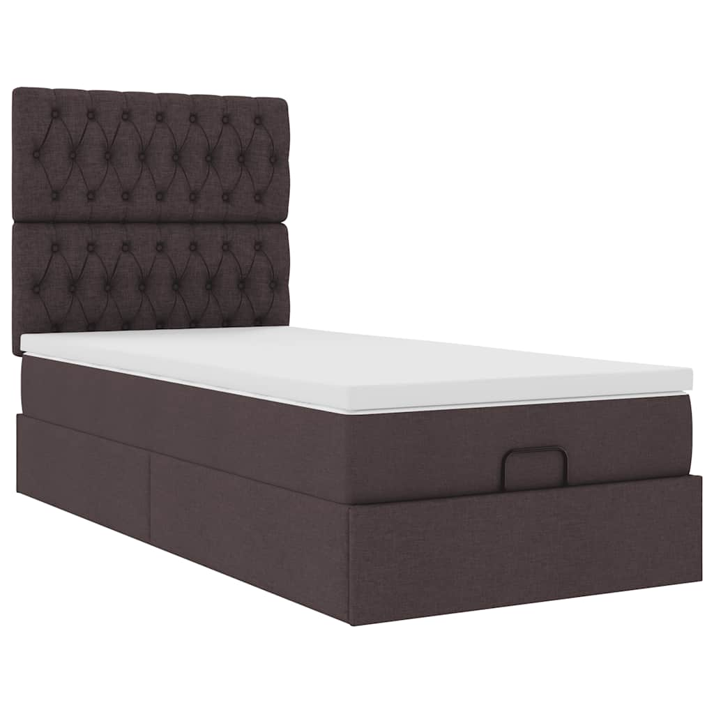 vidaXL Estructura cama otomana colchón tela marrón oscuro 90x190 cm