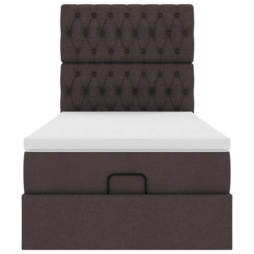 vidaXL Estructura cama otomana colchón tela marrón oscuro 90x190 cm