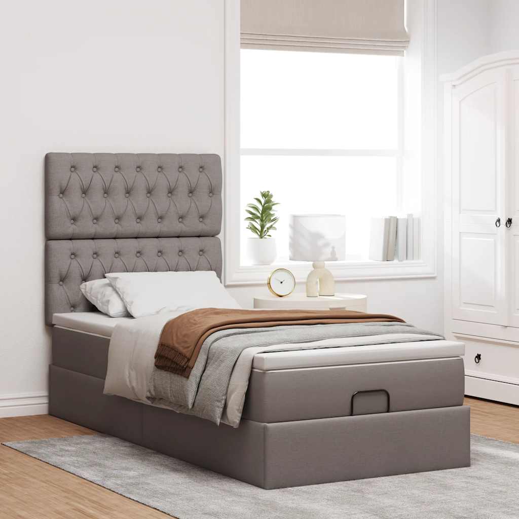 vidaXL Estructura de cama otomana colchón tela gris pardo 90x190cm