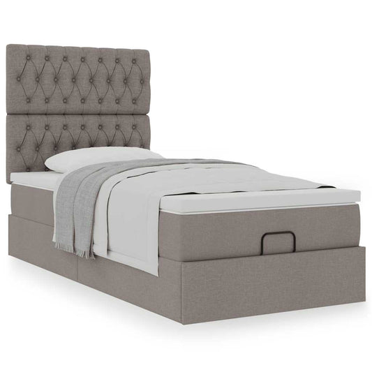 vidaXL Estructura de cama otomana colchón tela gris pardo 90x190cm