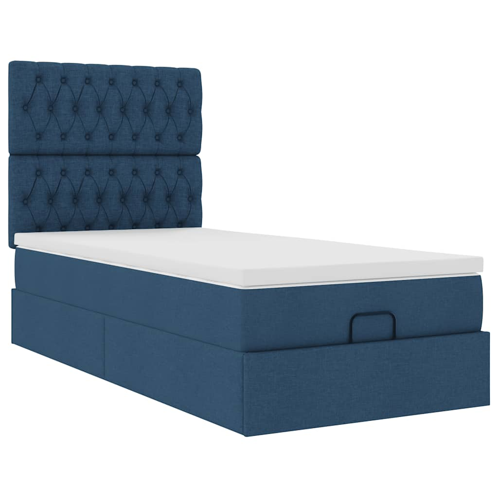 vidaXL Estructura de cama otomana con colchón tela azul 90x190 cm