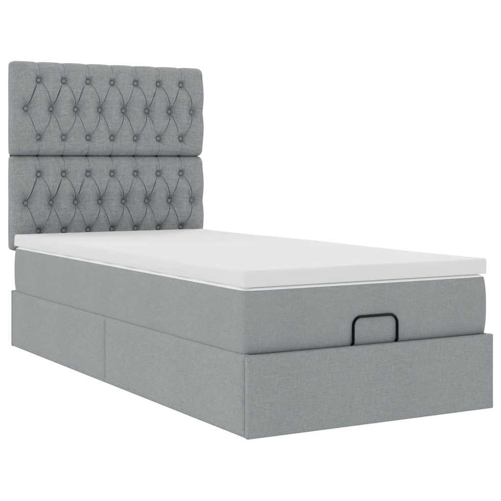 vidaXL Estructura de cama otomana con colchón tela gris claro 90x200cm