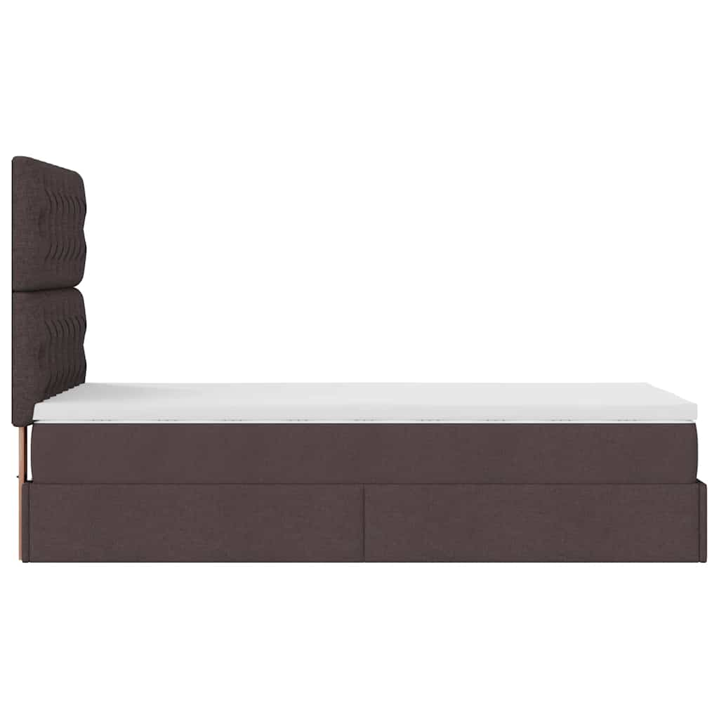 vidaXL Estructura cama otomana colchón tela marrón oscuro 90x200cm