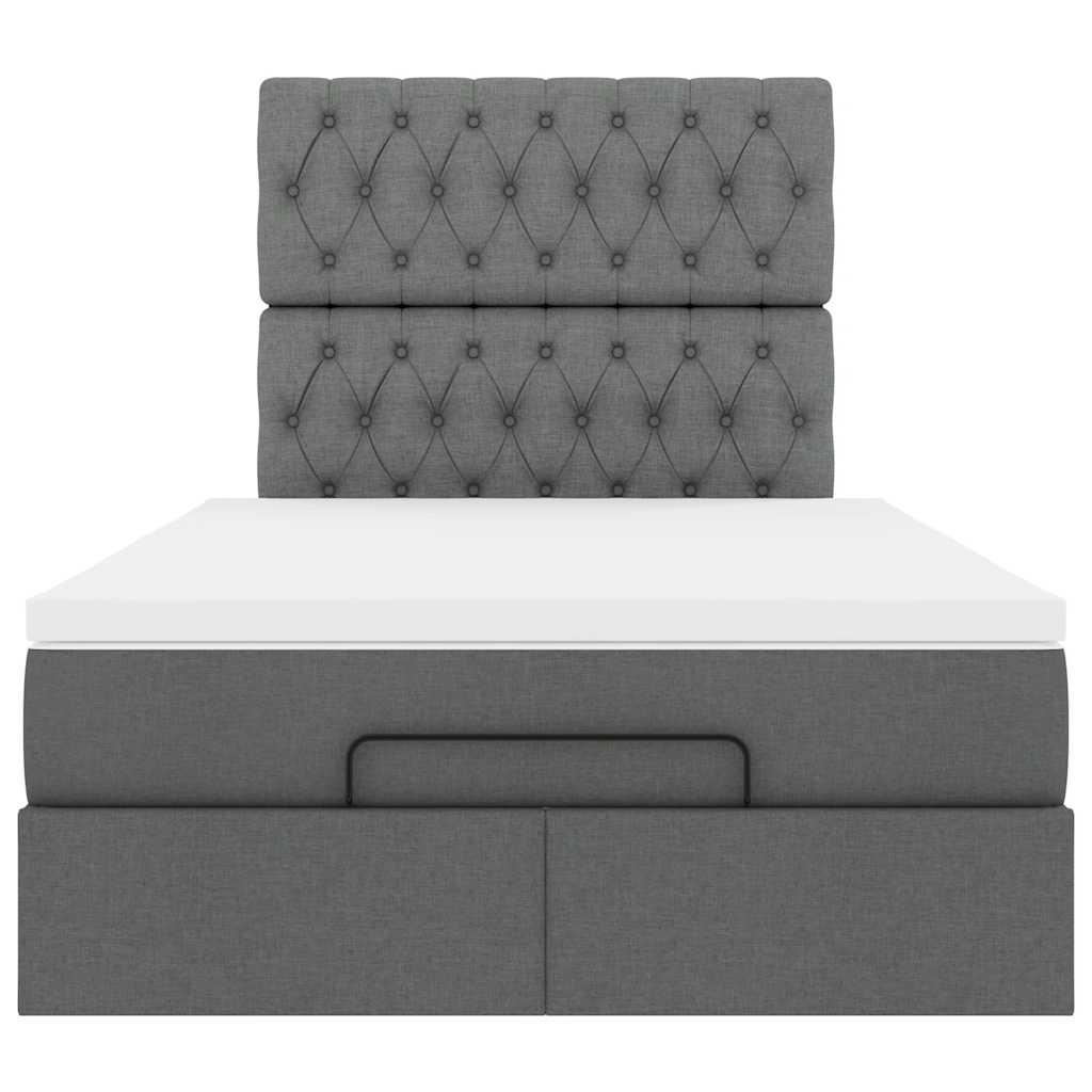 vidaXL Estructura de cama otomana colchón tela gris oscuro