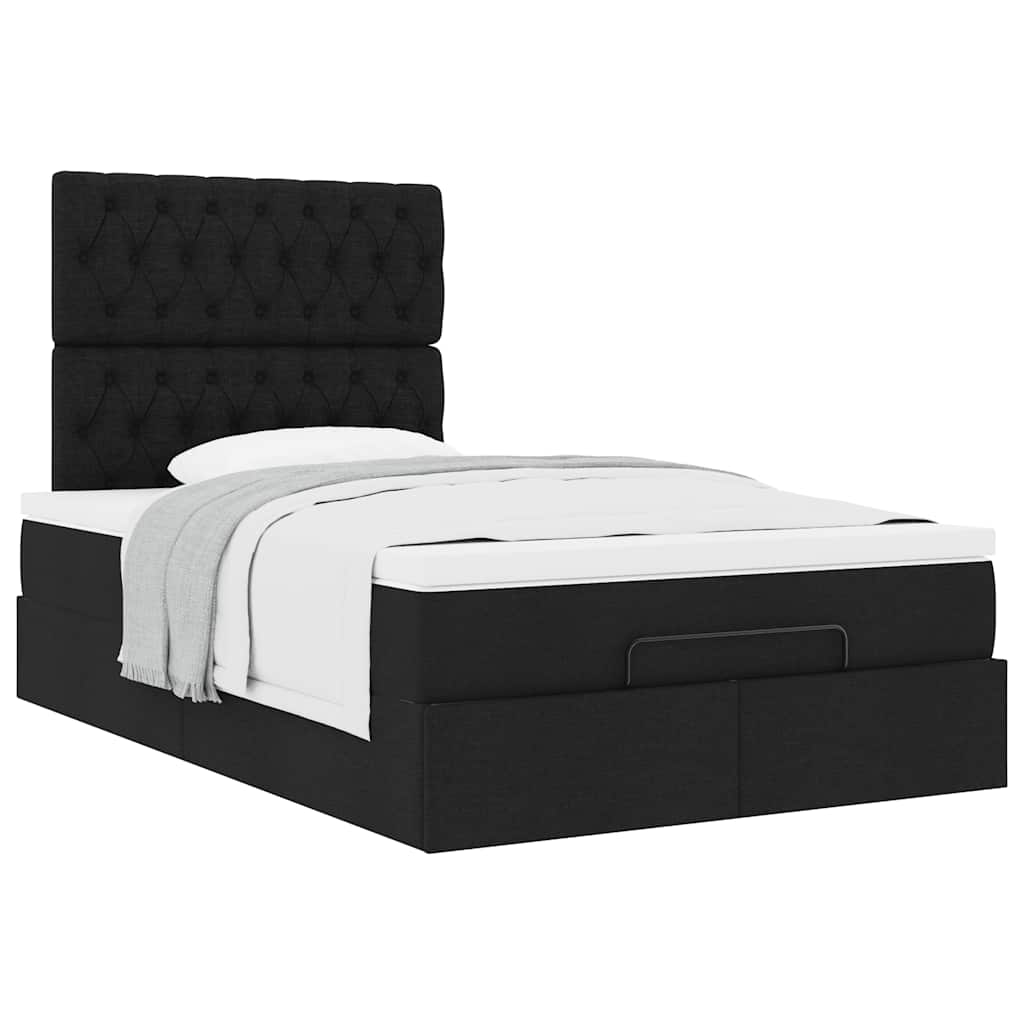 vidaXL Estructura de cama otomana colchón tela negro