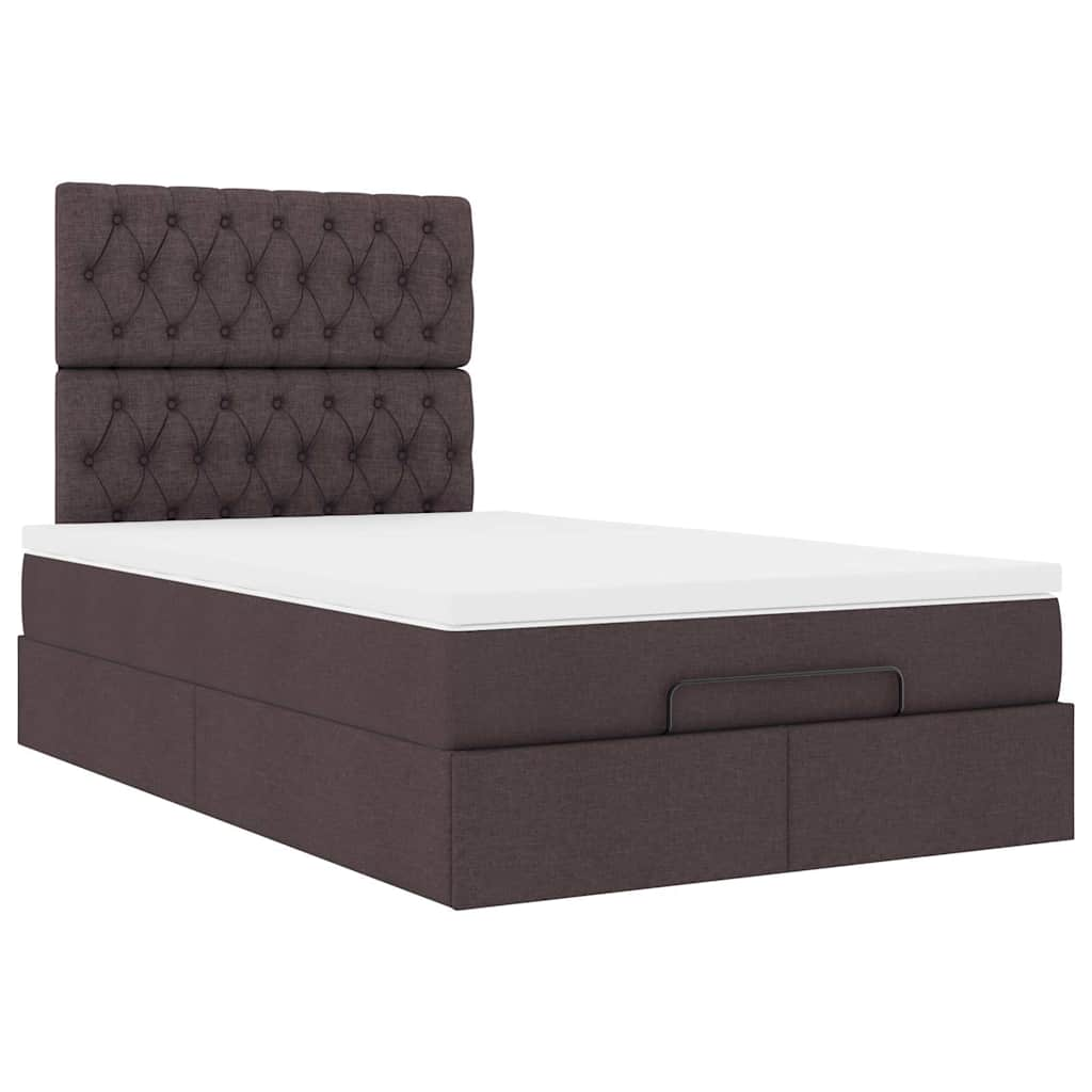 vidaXL Estructura de cama otomana colchón tela marrón oscuro 120x190cm