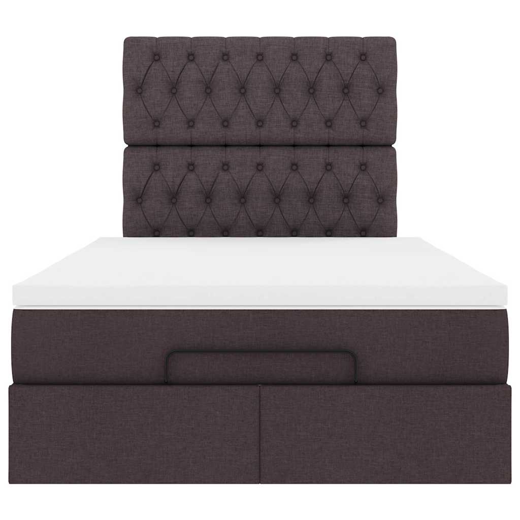 vidaXL Estructura de cama otomana colchón tela marrón oscuro 120x190cm