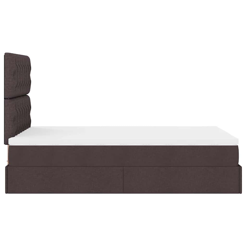 vidaXL Estructura de cama otomana colchón tela marrón oscuro 120x190cm