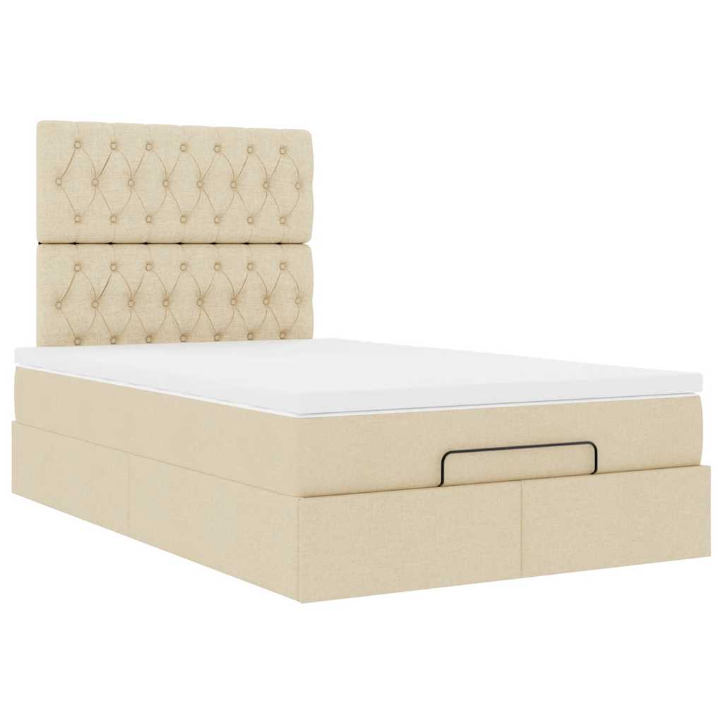 vidaXL Estructura de cama otomana colchón tela crema 120x190 cm