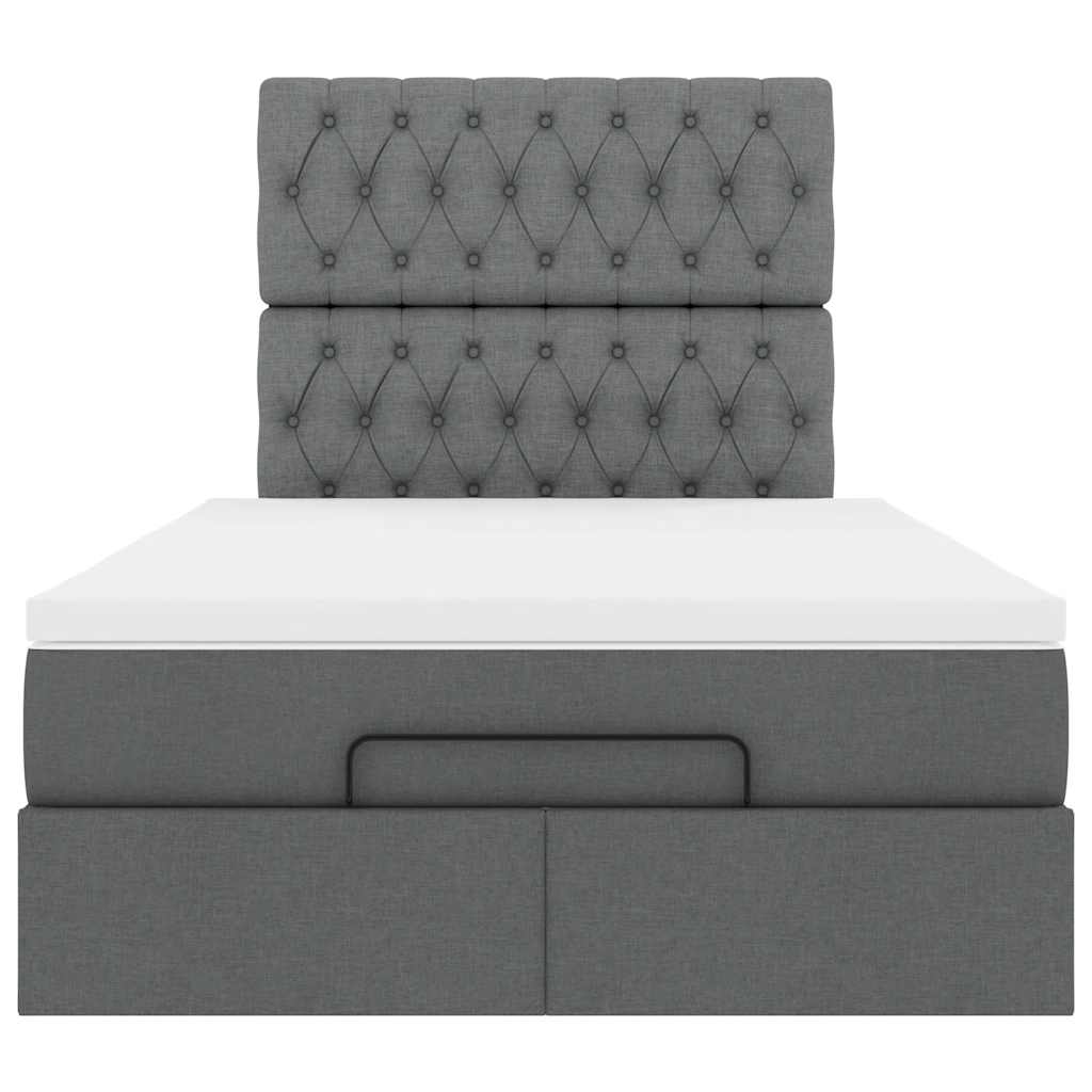 vidaXL Estructura cama otomana colchón tela gris oscuro 120x200cm