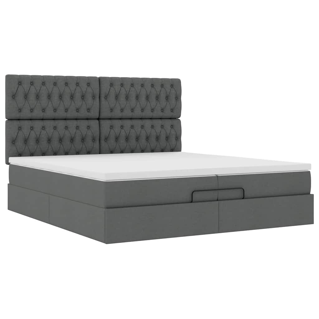 vidaXL Estructura cama otomana colchones tela gris oscuro 200x200cm