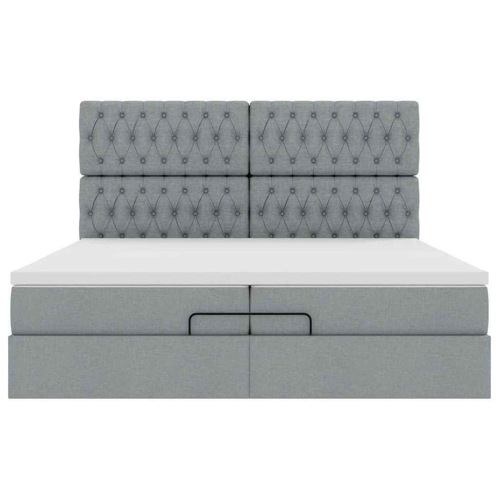 vidaXL Estructura cama otomana colchones tela gris oscuro 200x200cm