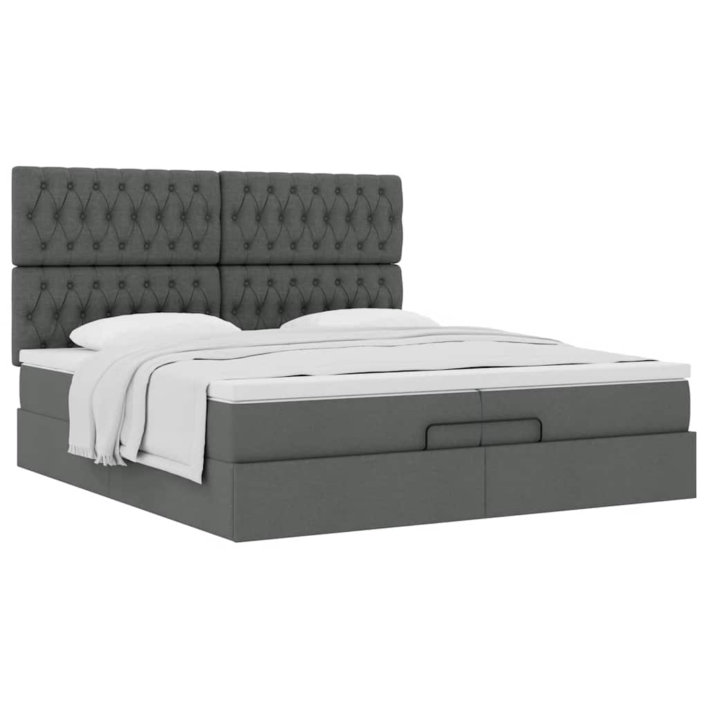 vidaXL Estructura cama otomana colchones tela gris oscuro 200x200cm