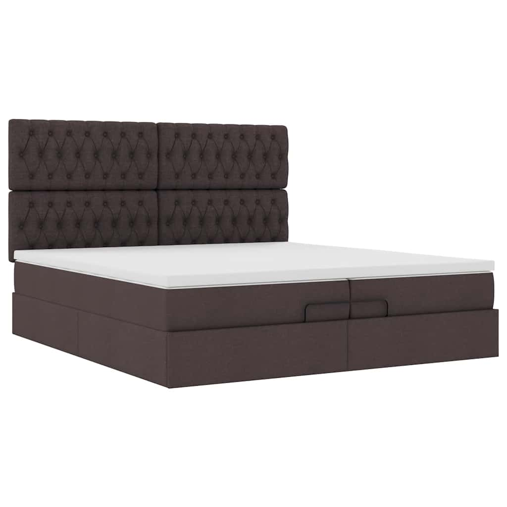 vidaXL Estructura cama otomana colchones tela marrón oscuro 200x200cm