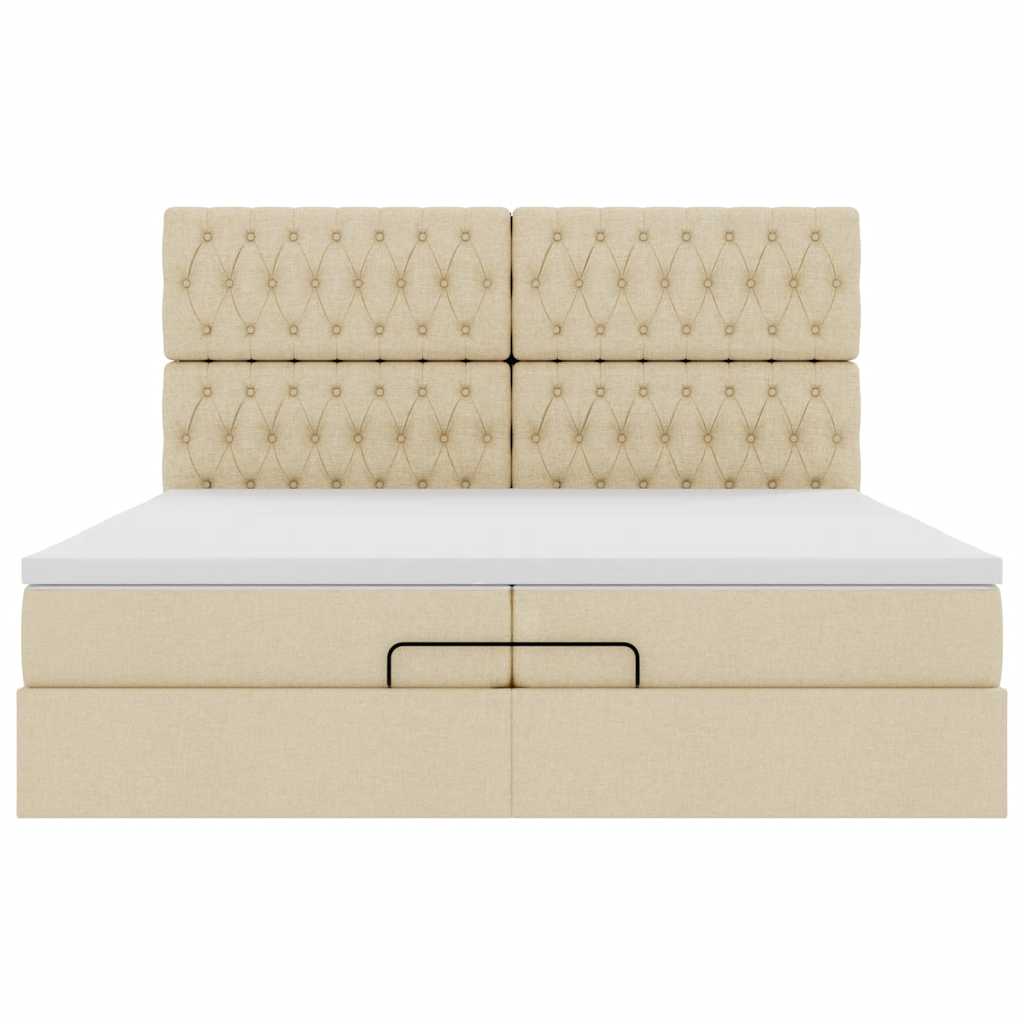 vidaXL Estructura de cama otomana con colchones tela crema 200x200cm