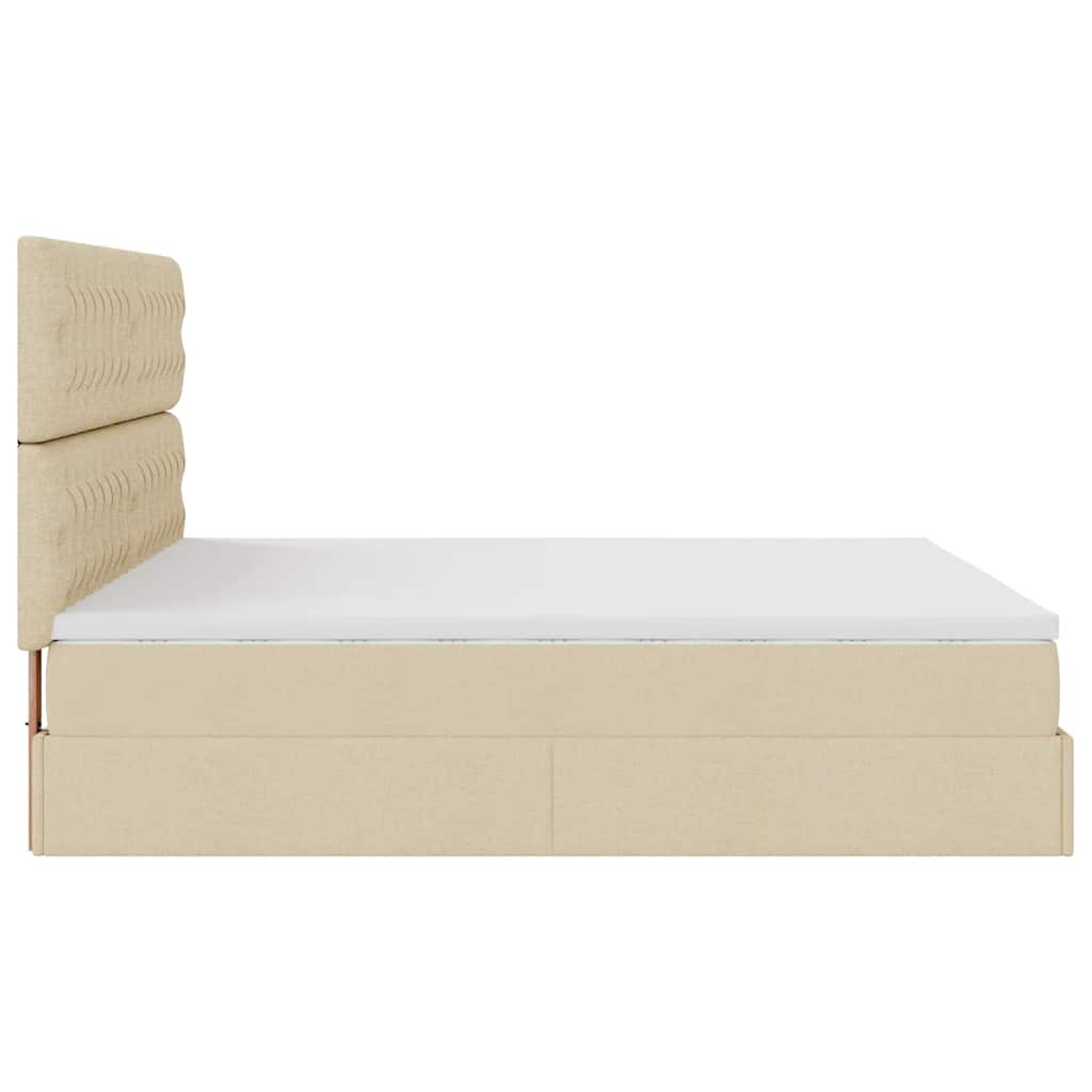 vidaXL Estructura de cama otomana con colchones tela crema 200x200cm