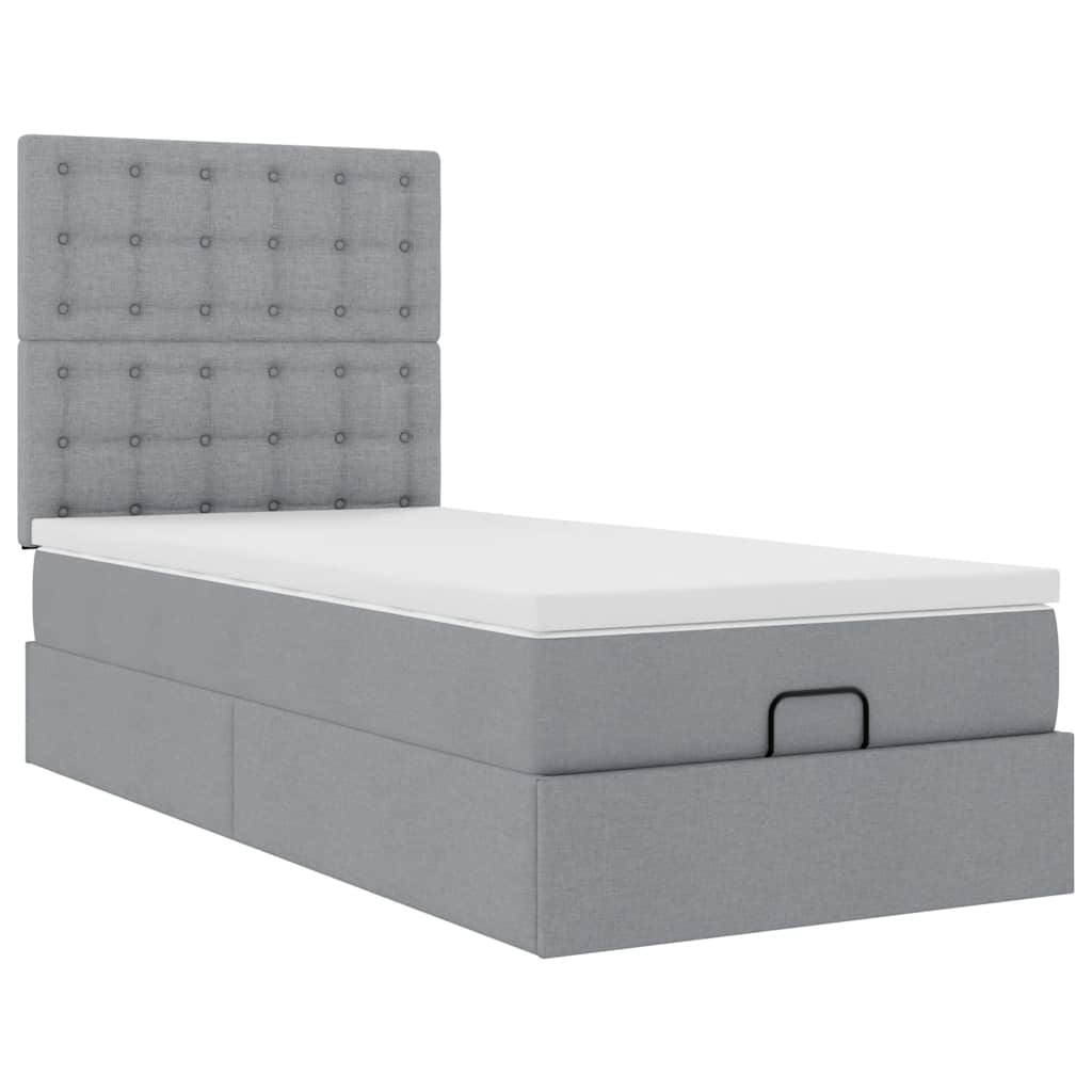 vidaXL Estructura de cama otomana con colchón tela gris claro 80x200cm