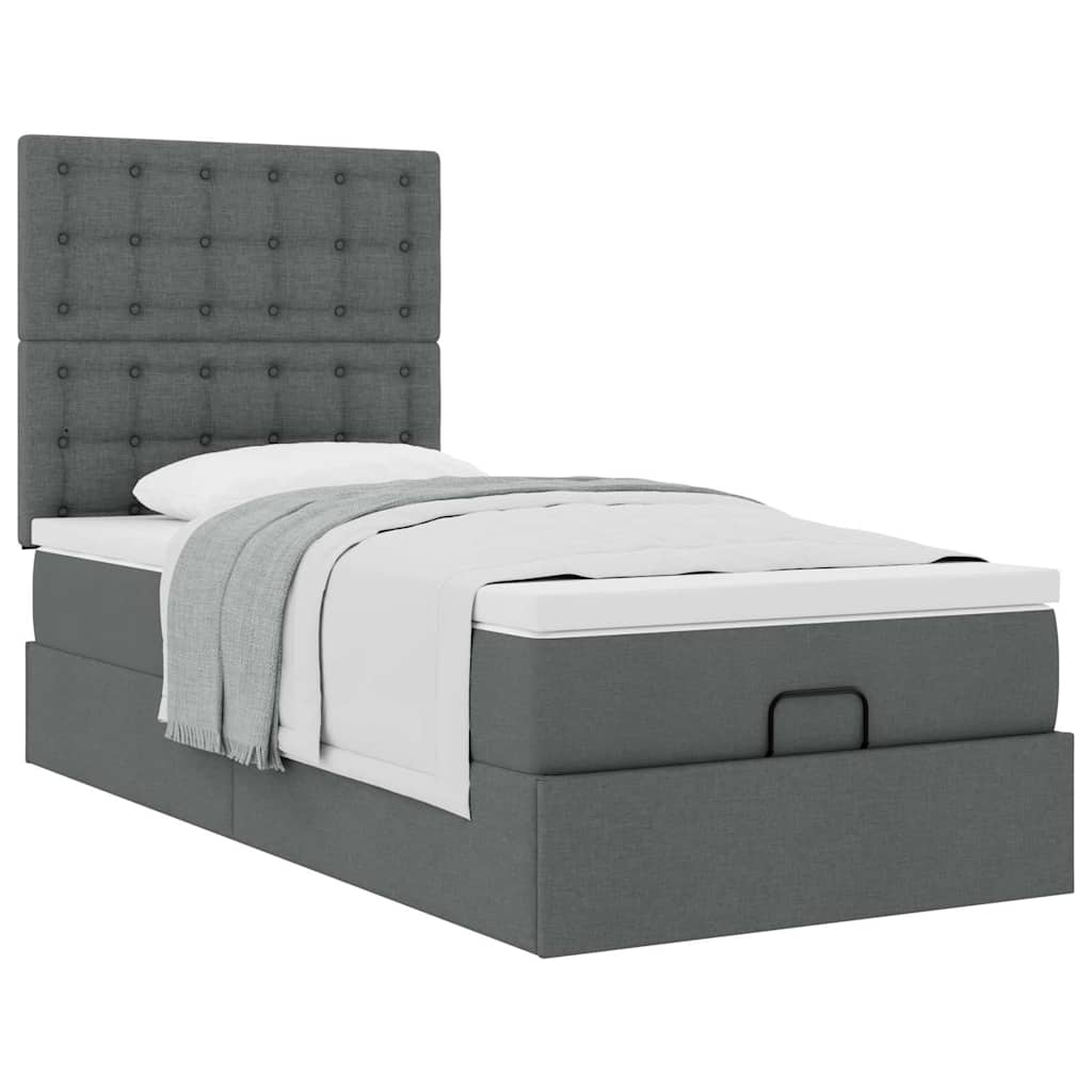 vidaXL Estructura cama otomana colchón tela gris oscuro 80x200cm