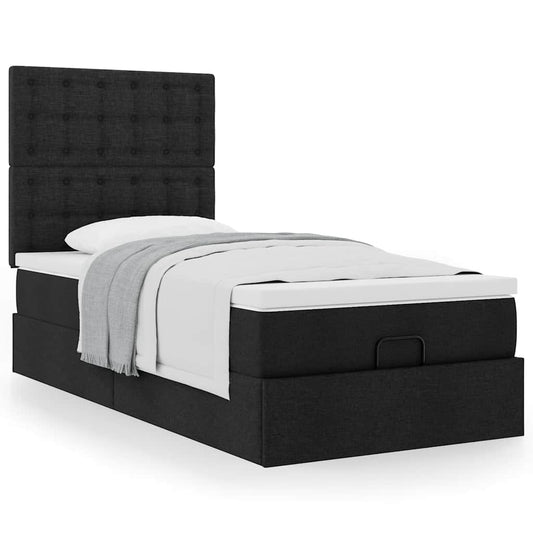 vidaXL Estructura de cama otomana con colchón tela negra 80x200cm