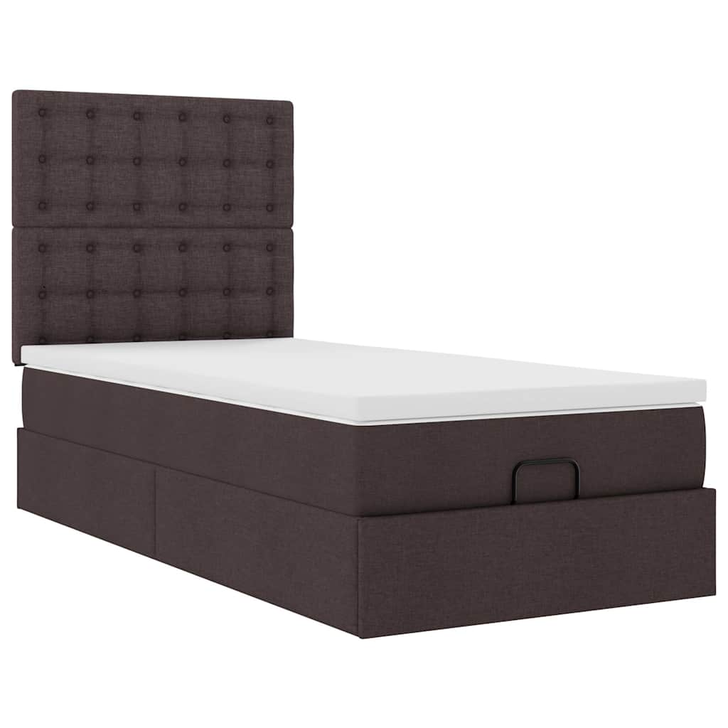 vidaXL Estructura cama otomana colchón tela marrón oscuro 80x200cm