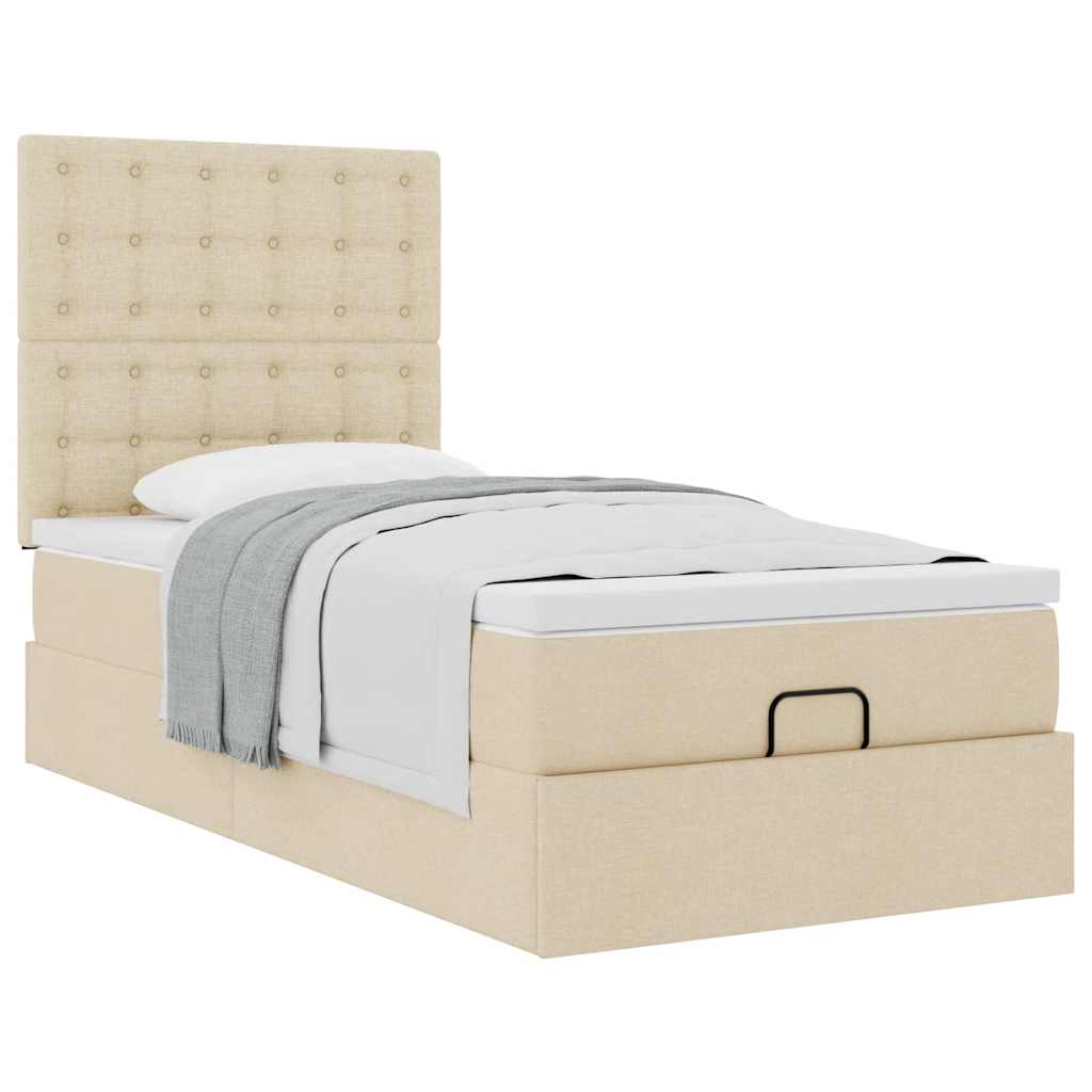 vidaXL Estructura de cama otomana con colchón tela crema 80x200cm