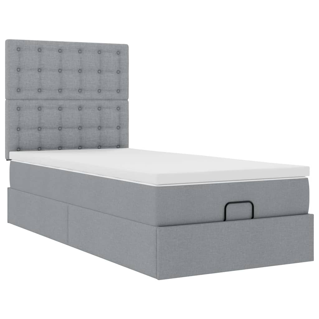 vidaXL Estructura de cama otomana con colchón tela gris claro 90x190cm