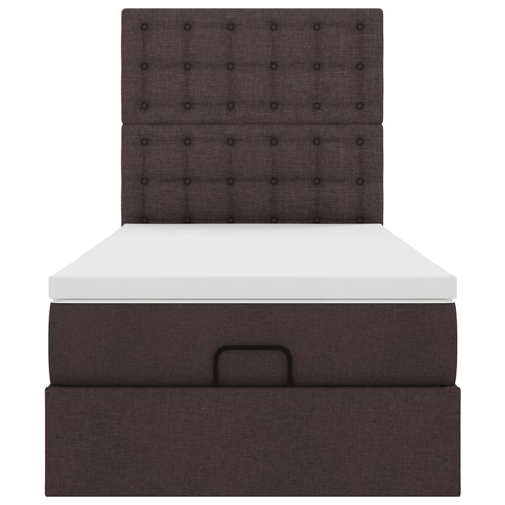 vidaXL Estructura cama otomana colchón tela marrón oscuro 90x190 cm