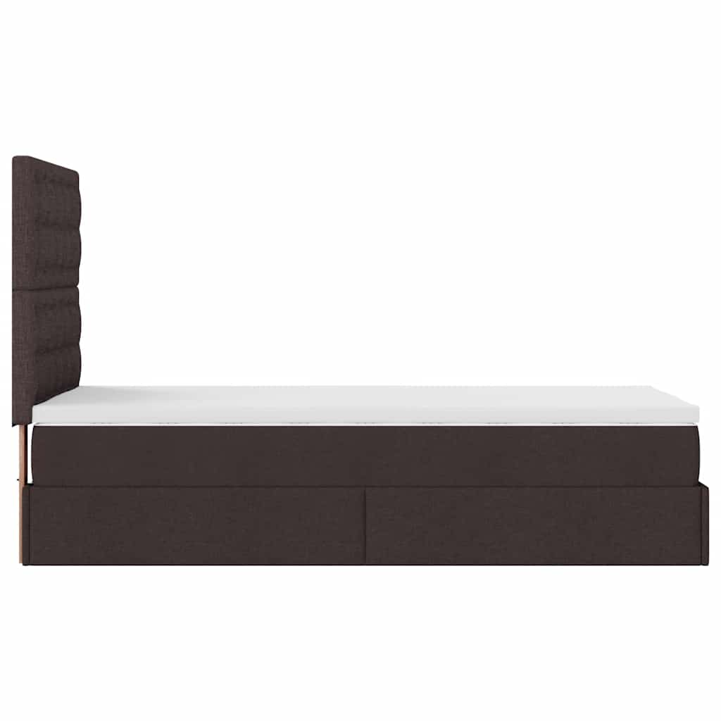 vidaXL Estructura cama otomana colchón tela marrón oscuro 90x190 cm