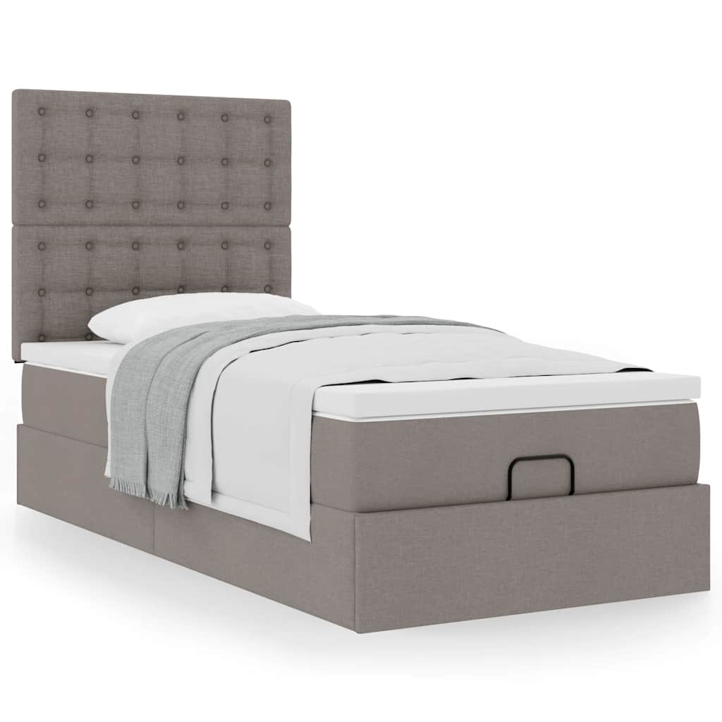 vidaXL Estructura de cama otomana colchón tela gris pardo 90x190cm