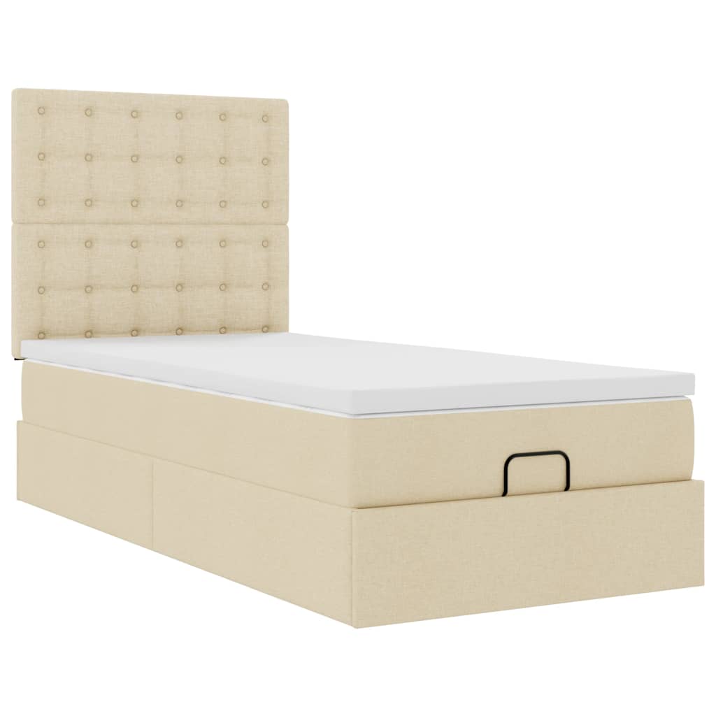 vidaXL Estructura de cama otomana con colchón tela crema 90x190cm