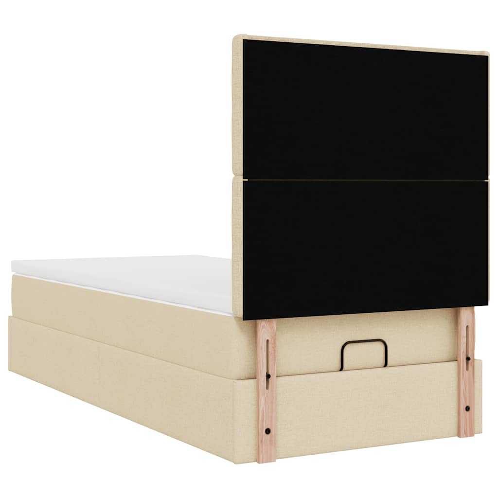 vidaXL Estructura de cama otomana con colchón tela crema 90x190cm