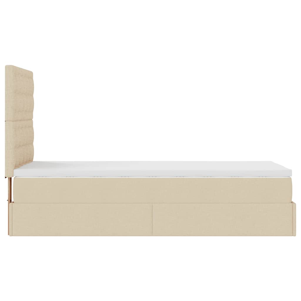 vidaXL Estructura de cama otomana con colchón tela crema 90x200cm