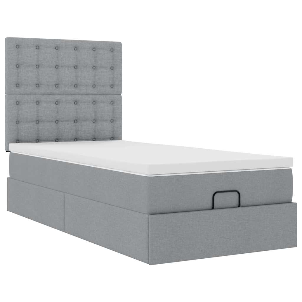 vidaXL Estructura cama otomana con colchón tela gris claro 100x200cm